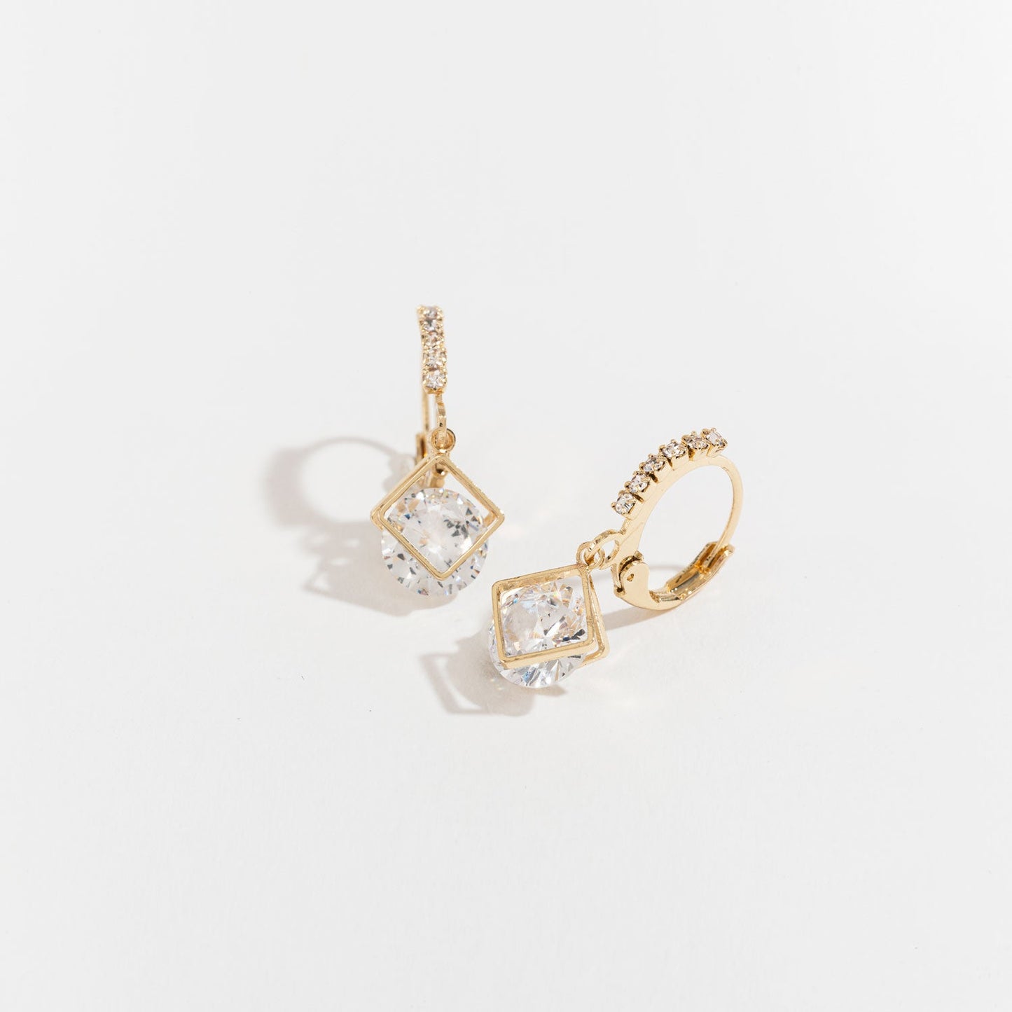 Dazzler Cubic Zirconia Diamond Shape Hoop Earrings