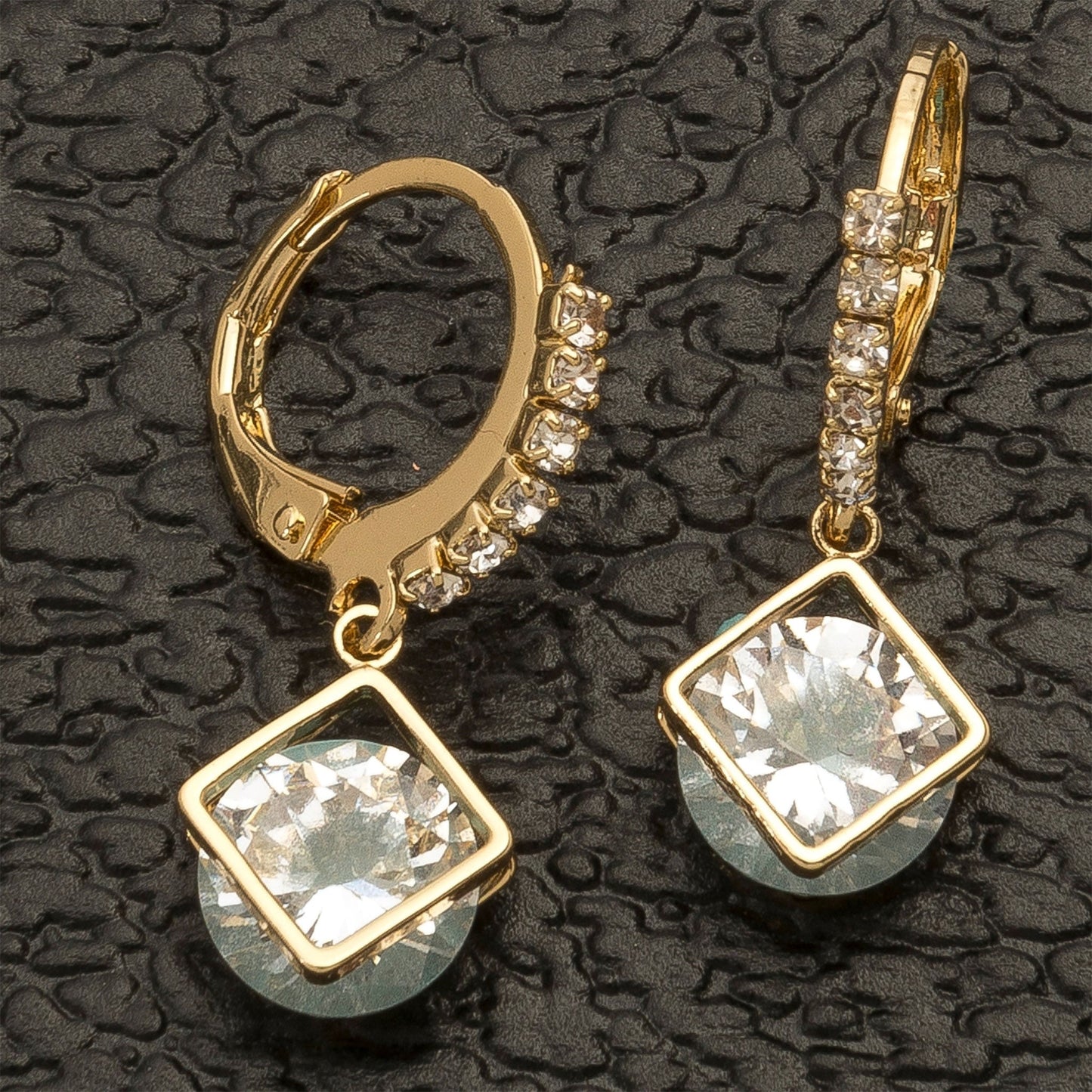 Dazzler Cubic Zirconia Diamond Shape Hoop Earrings