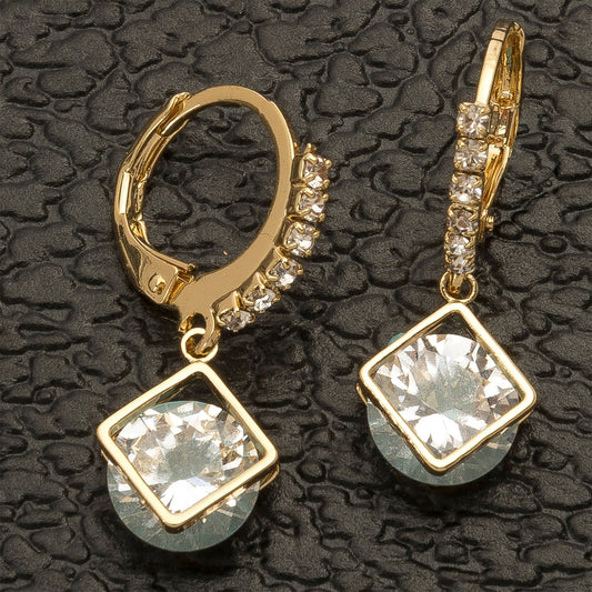 Dazzler Cubic Zirconia Diamond Shape Hoop Earrings