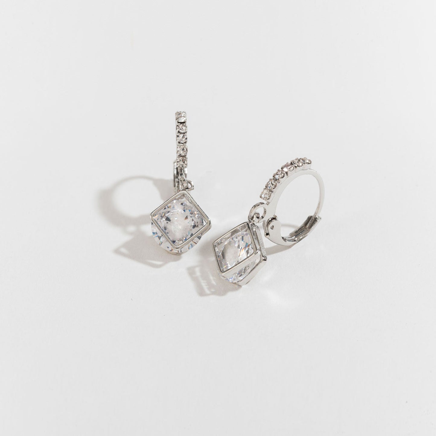 Dazzler Cubic Zirconia Diamond Shape Hoop Earrings