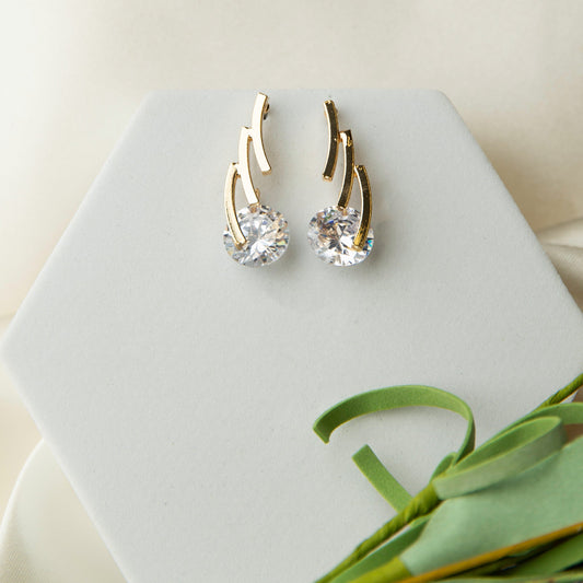Dazzler Linked Bar Cubic Zirconia Drop Earrings