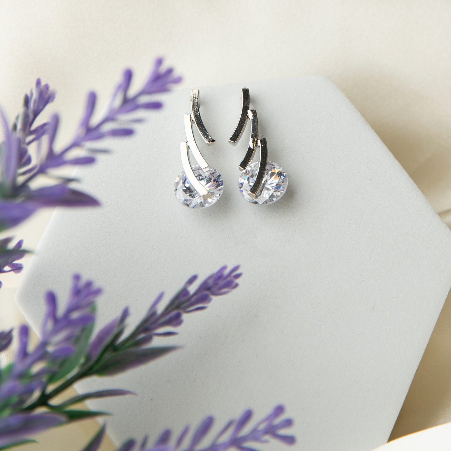 Dazzler Linked Bar Cubic Zirconia Drop Earrings