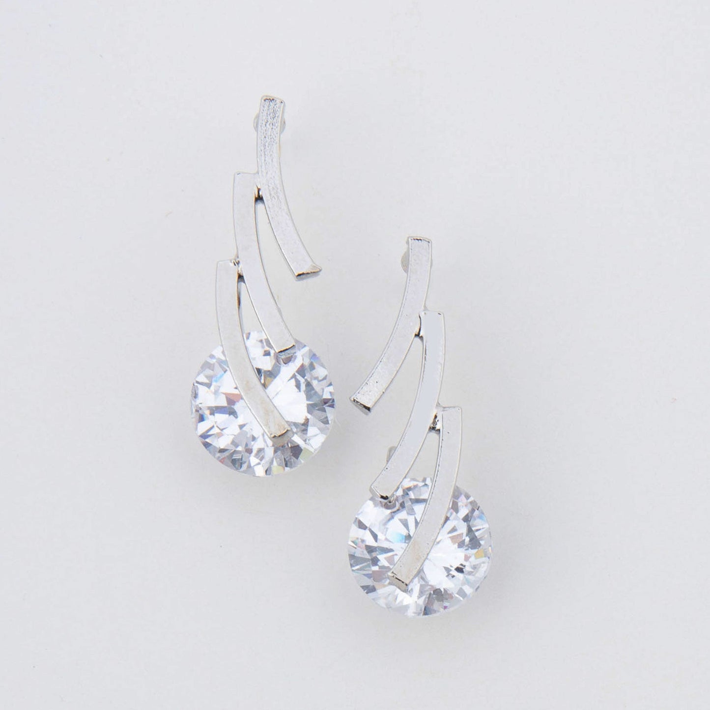 Dazzler Linked Bar Cubic Zirconia Drop Earrings