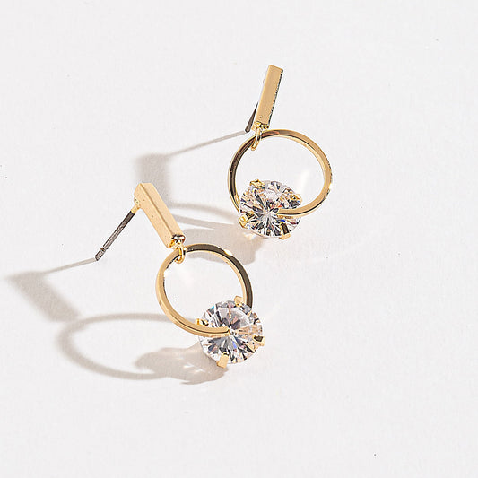 Dazzler Cubic Zirconia Circle Post Drop Earrings