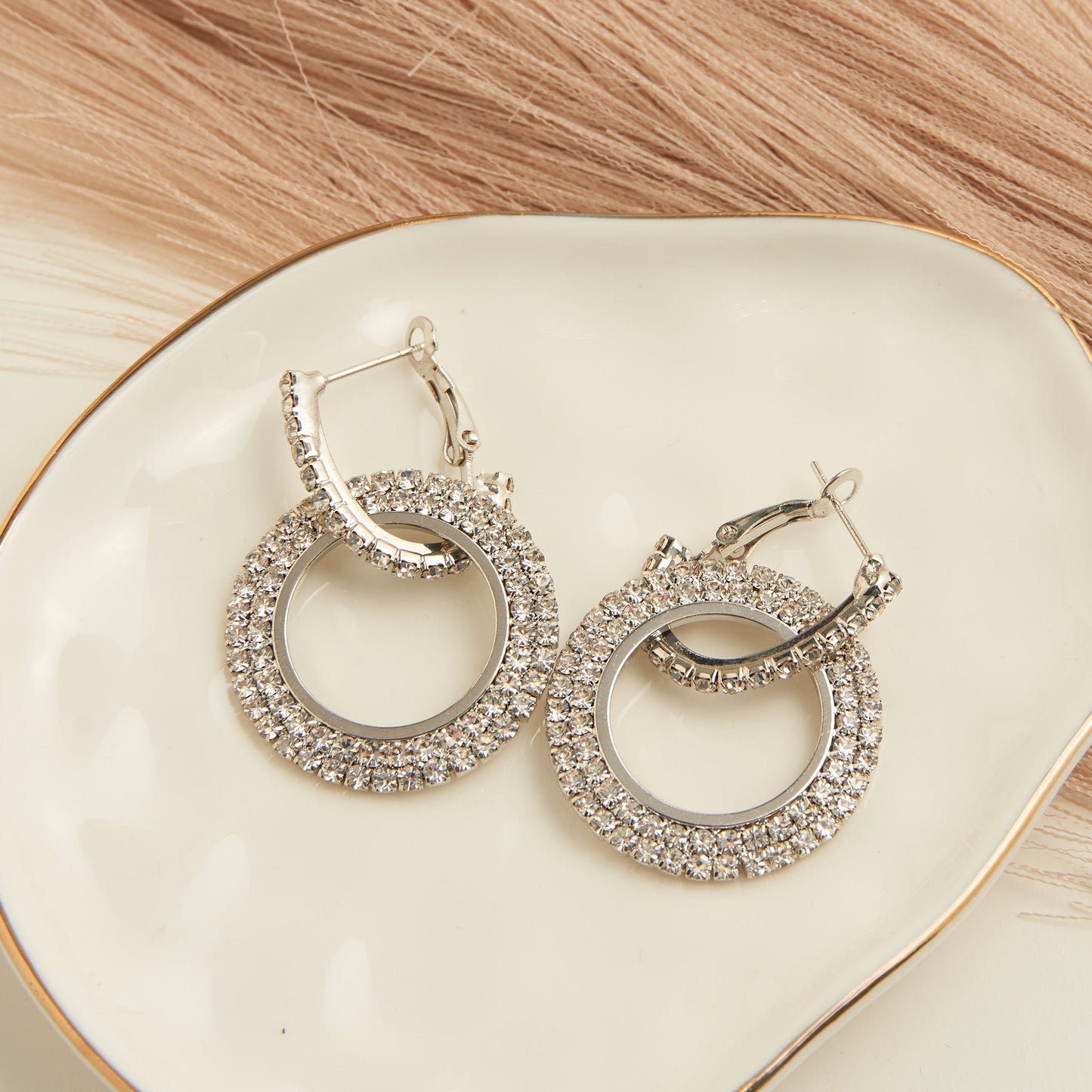 Dazzler Double Pave Cubic Zirconia Hoop Earrings