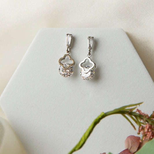 Dazzler Flower Cubic Zirconia Drop Earrings