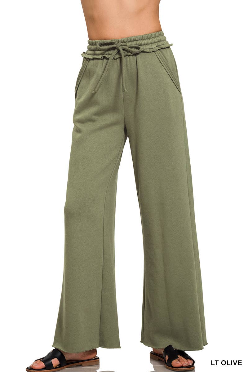 Fleece Exposed Seam Wide Leg Sweatpants