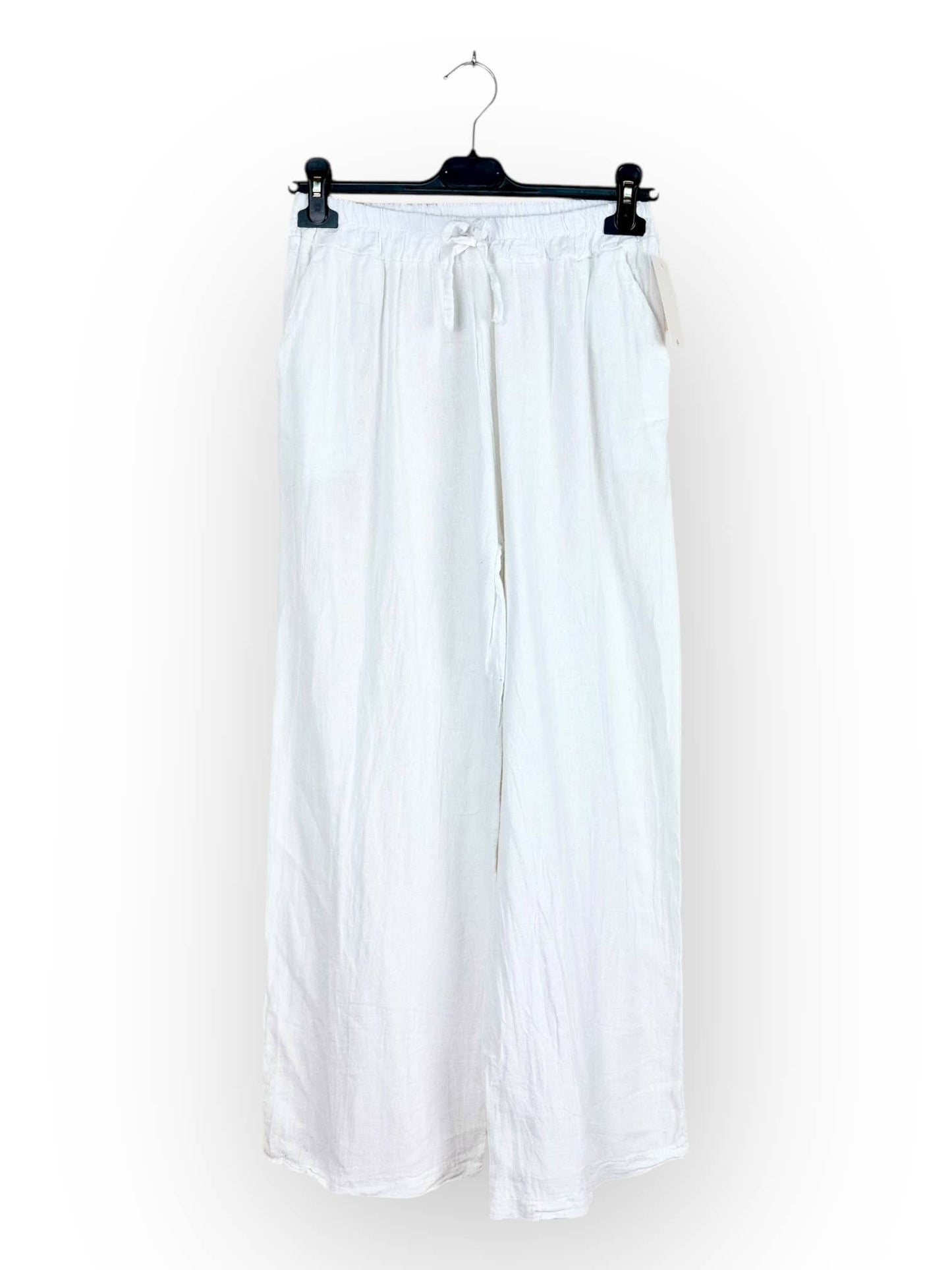 PLAIN LINEN AND COTTON PANTS Made in Italy