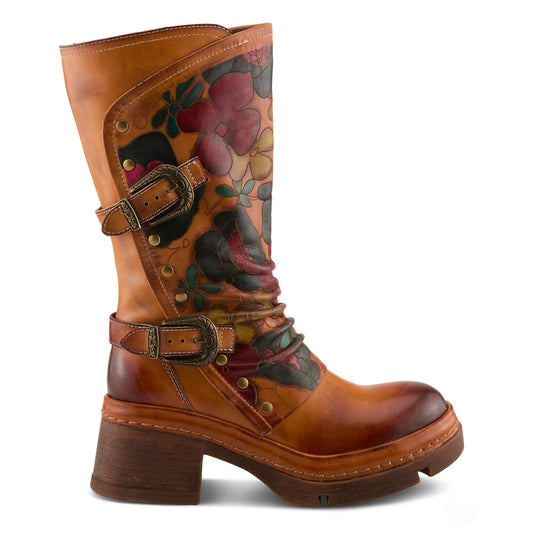Cool Vibes Camel show stopping hand-painted leather boot by L`ARTISTE