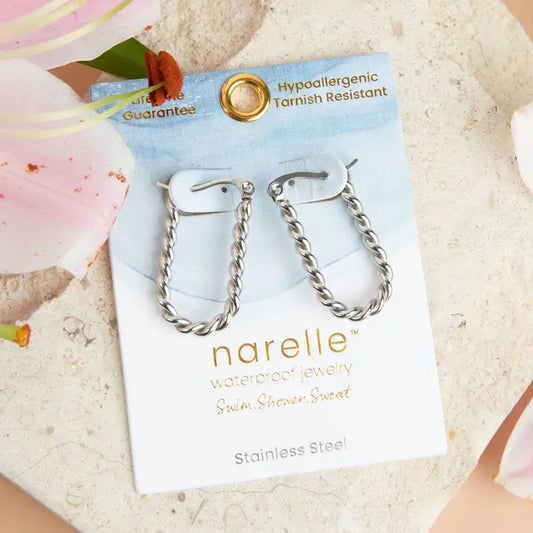 Twisted Pin Catch Hoop Earrings Narelle Waterproof Jewelry