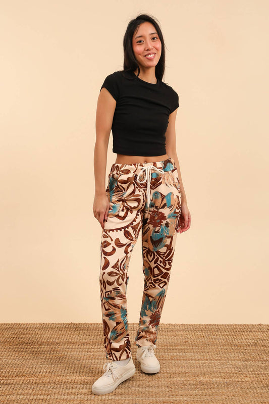 Floral Patterned pantajogg - Jog Pant Made in Italy