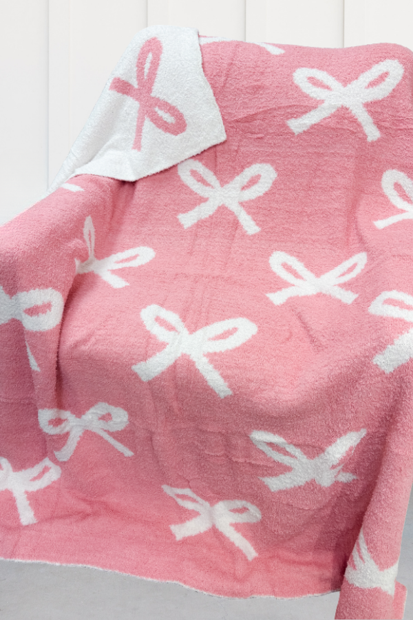 SC - ETA 3/2 - Pink and Cream Bow Luxury Blanket