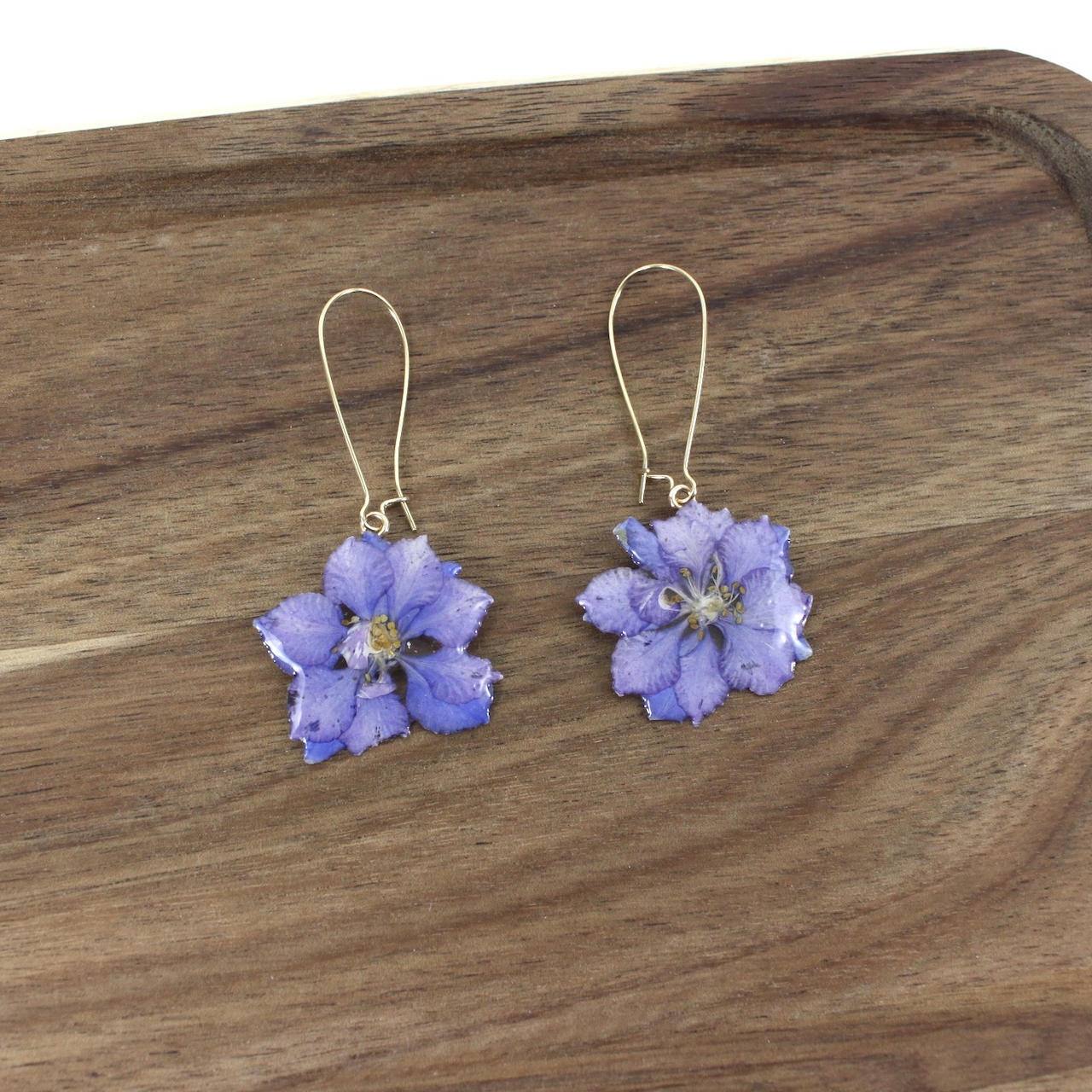 Hand Pressed Flower Brass Earrings