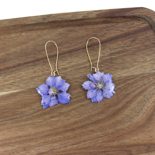 Hand Pressed Flower Brass Earrings
