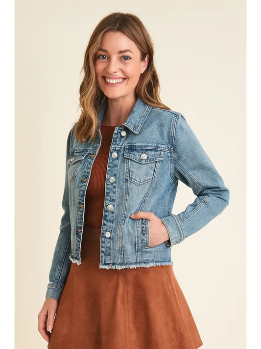 Frayed Hem Denim Jacket