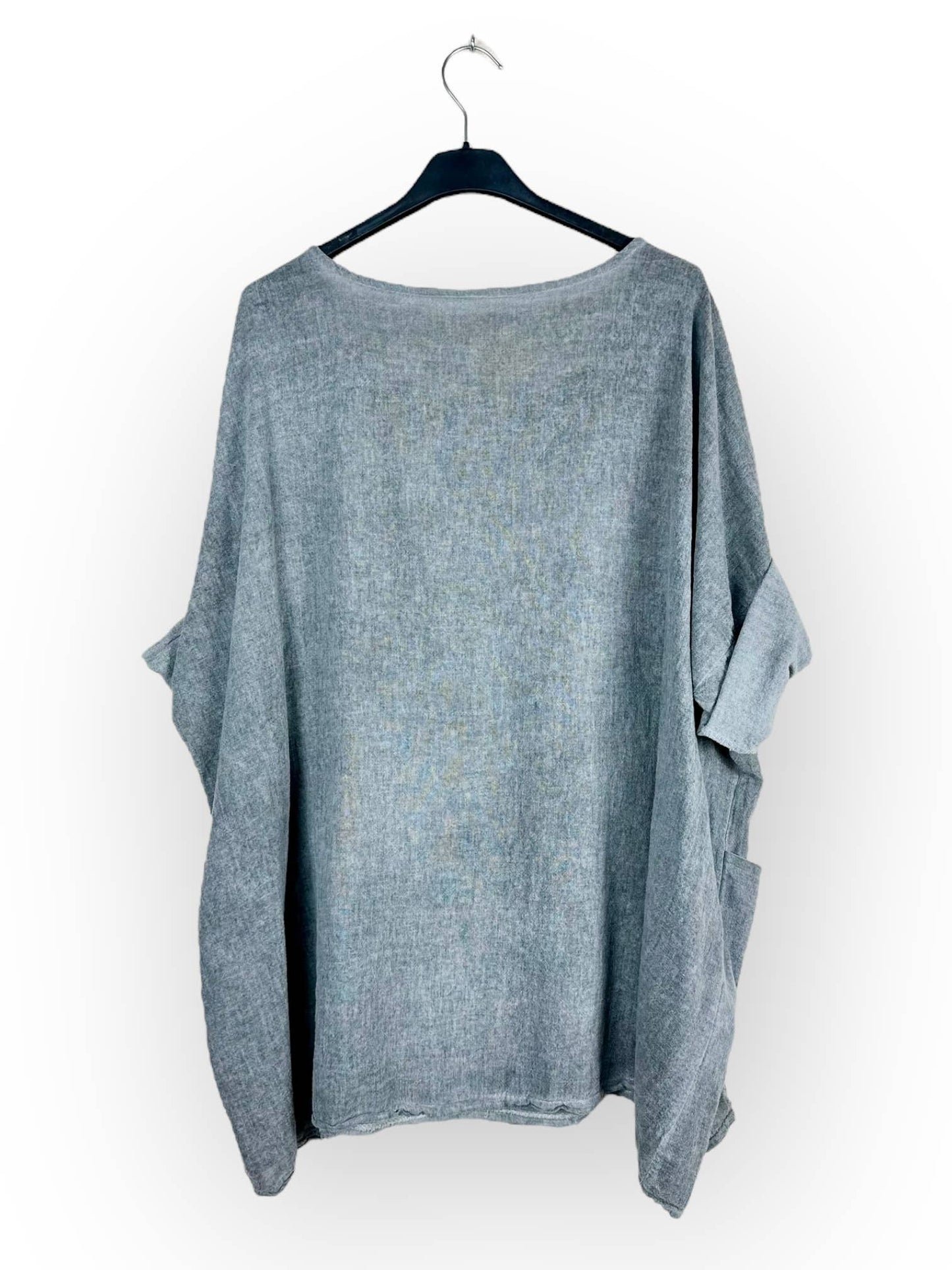 Plain top in linen and cotton with two pockets Made in Italy