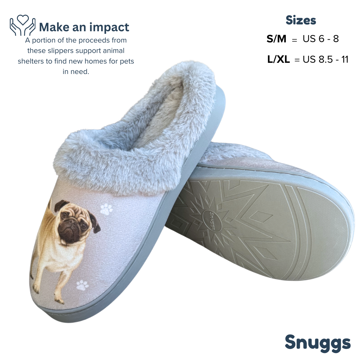 Pug Snuggs Slipper - Comfy - Pet lovers