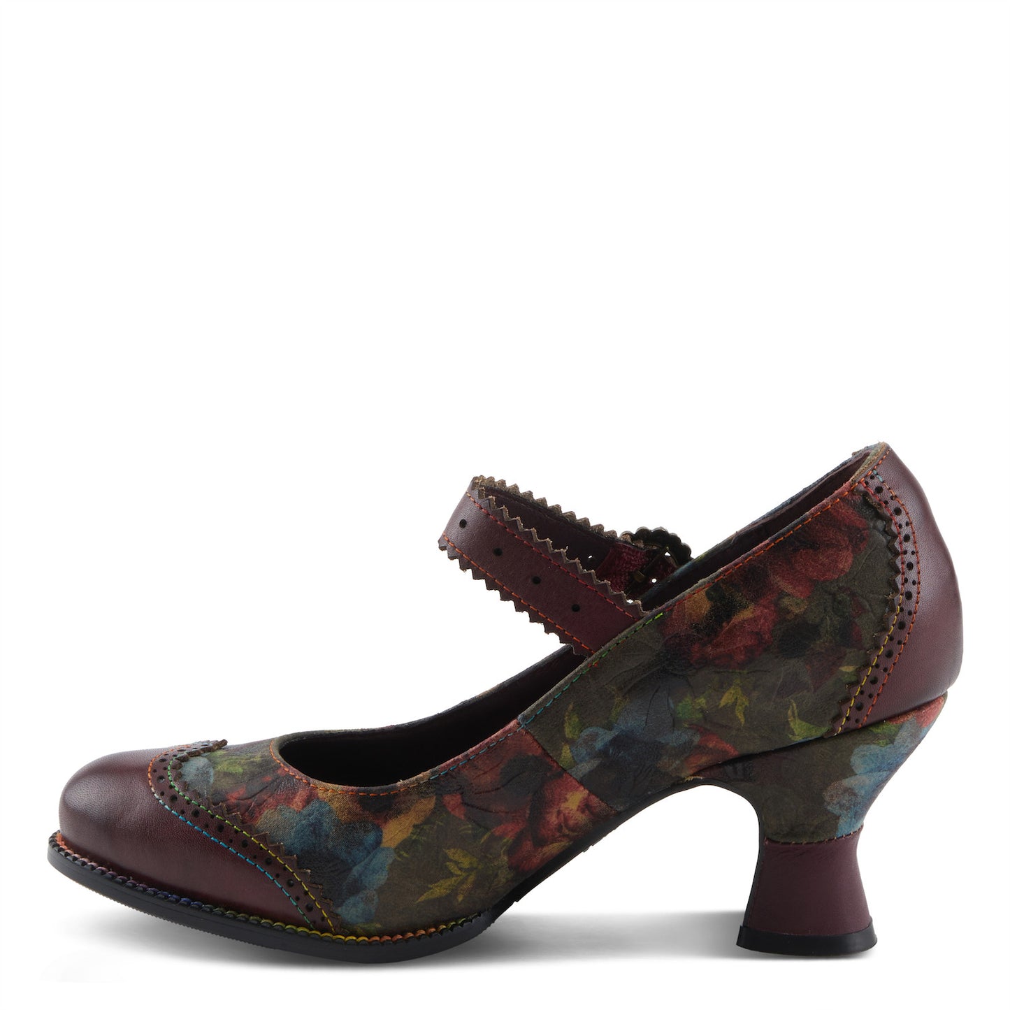 MACIAS-FLEUR Bordeaux multi a timeless elegant baroque-inspired Mary Jane shoe by L`ARTISTE