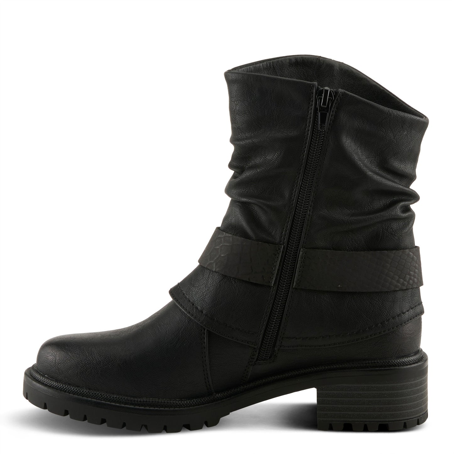 MACARIO Black Tough Rugged Charm Boot by Patrizia