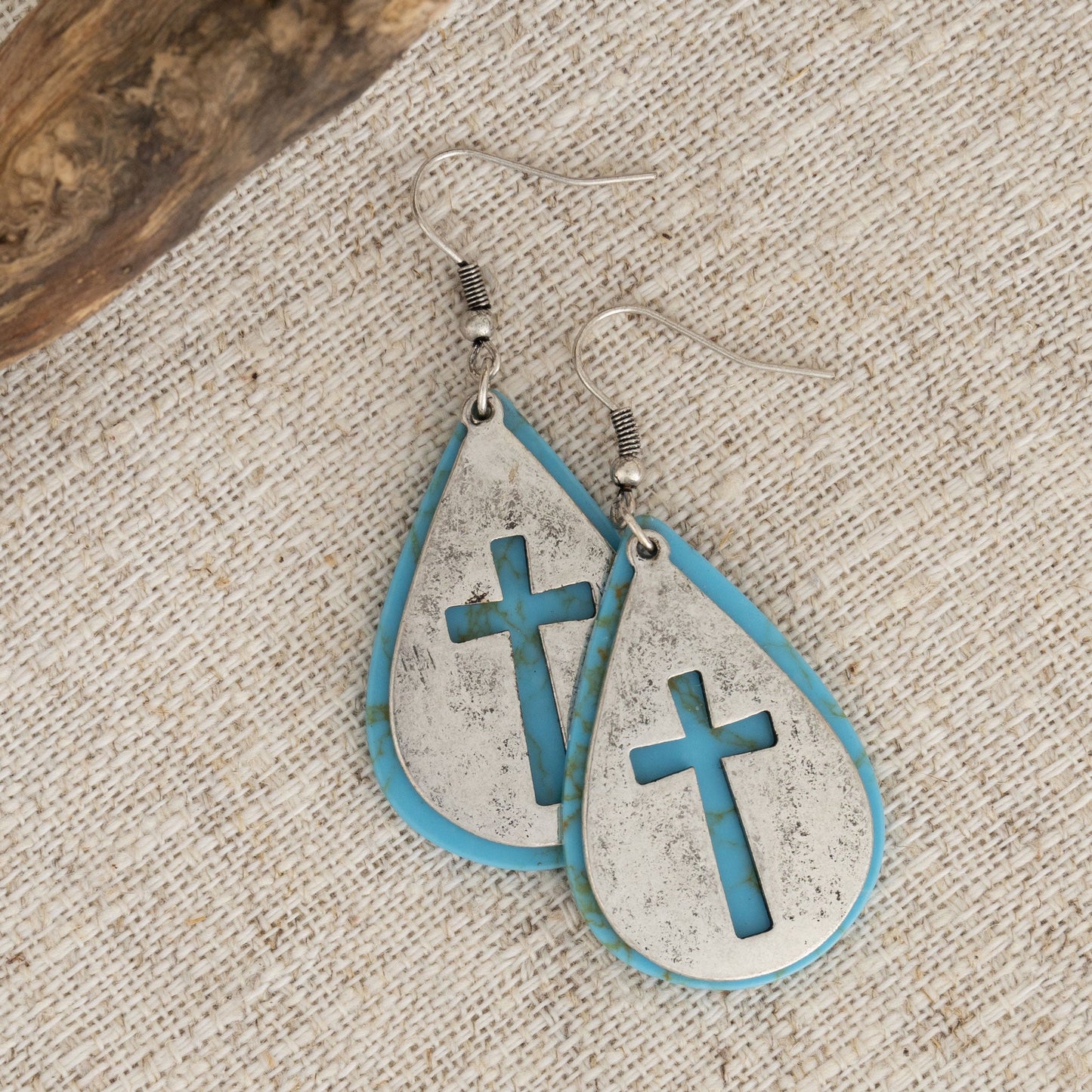 Beki Turquoise Cross Drop Earrings