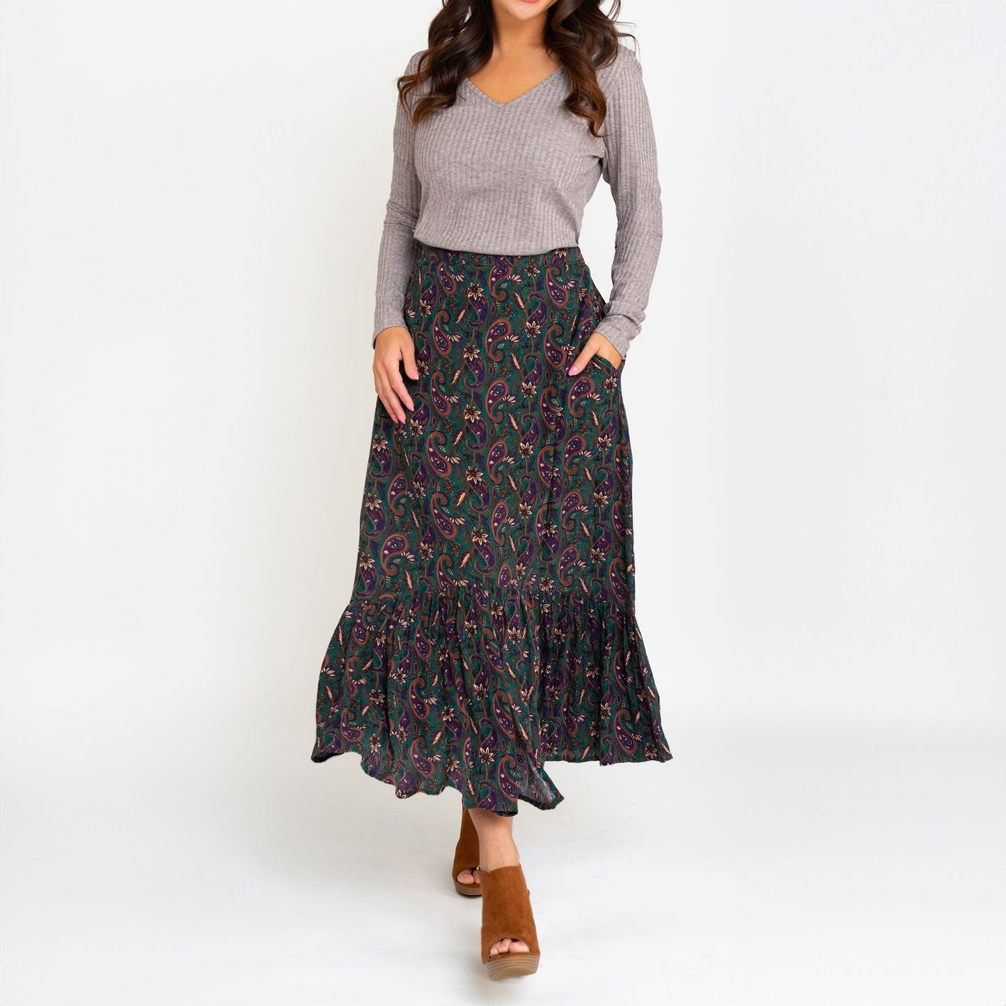 Joie Paisley Tiered Maxi Skirt