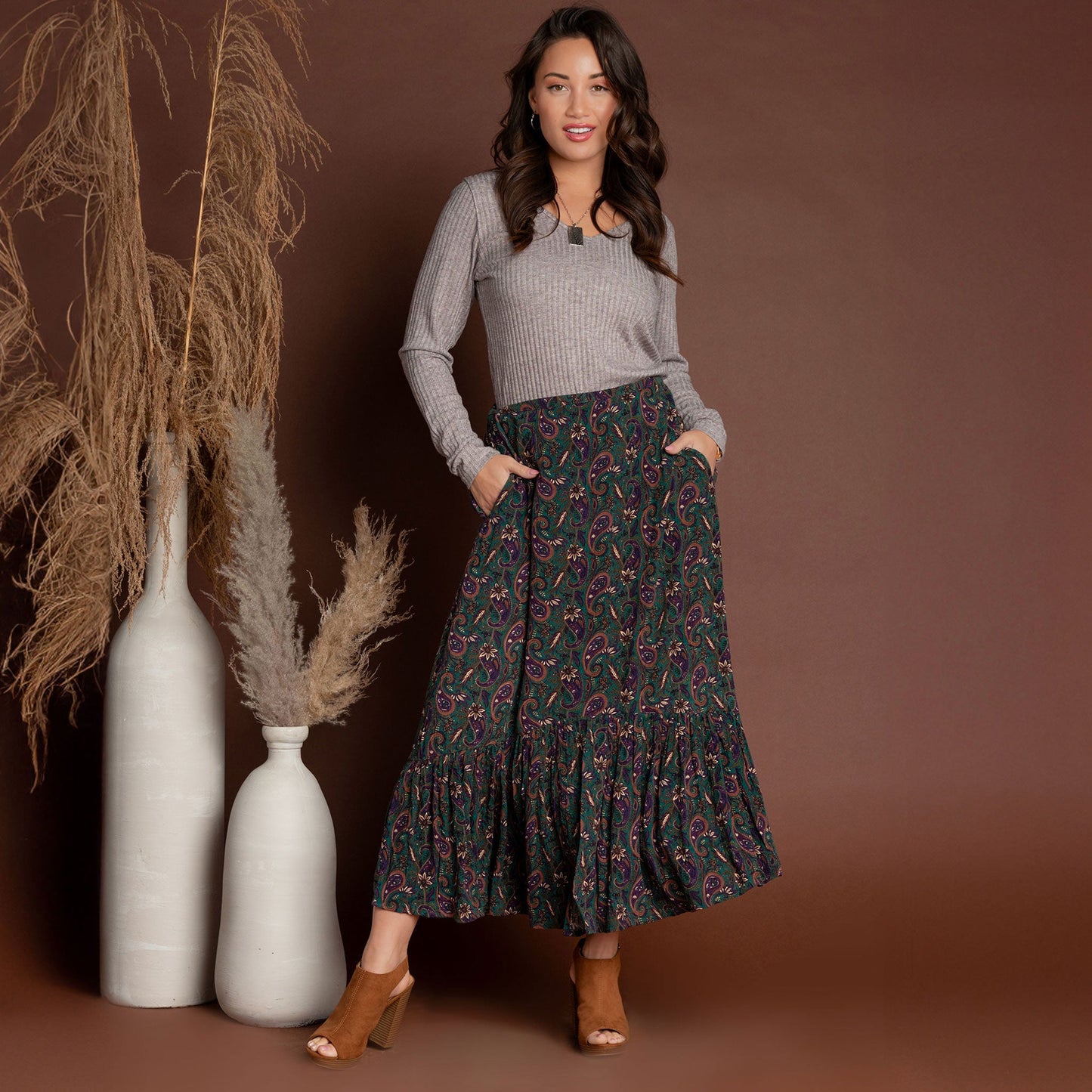 Joie Paisley Tiered Maxi Skirt