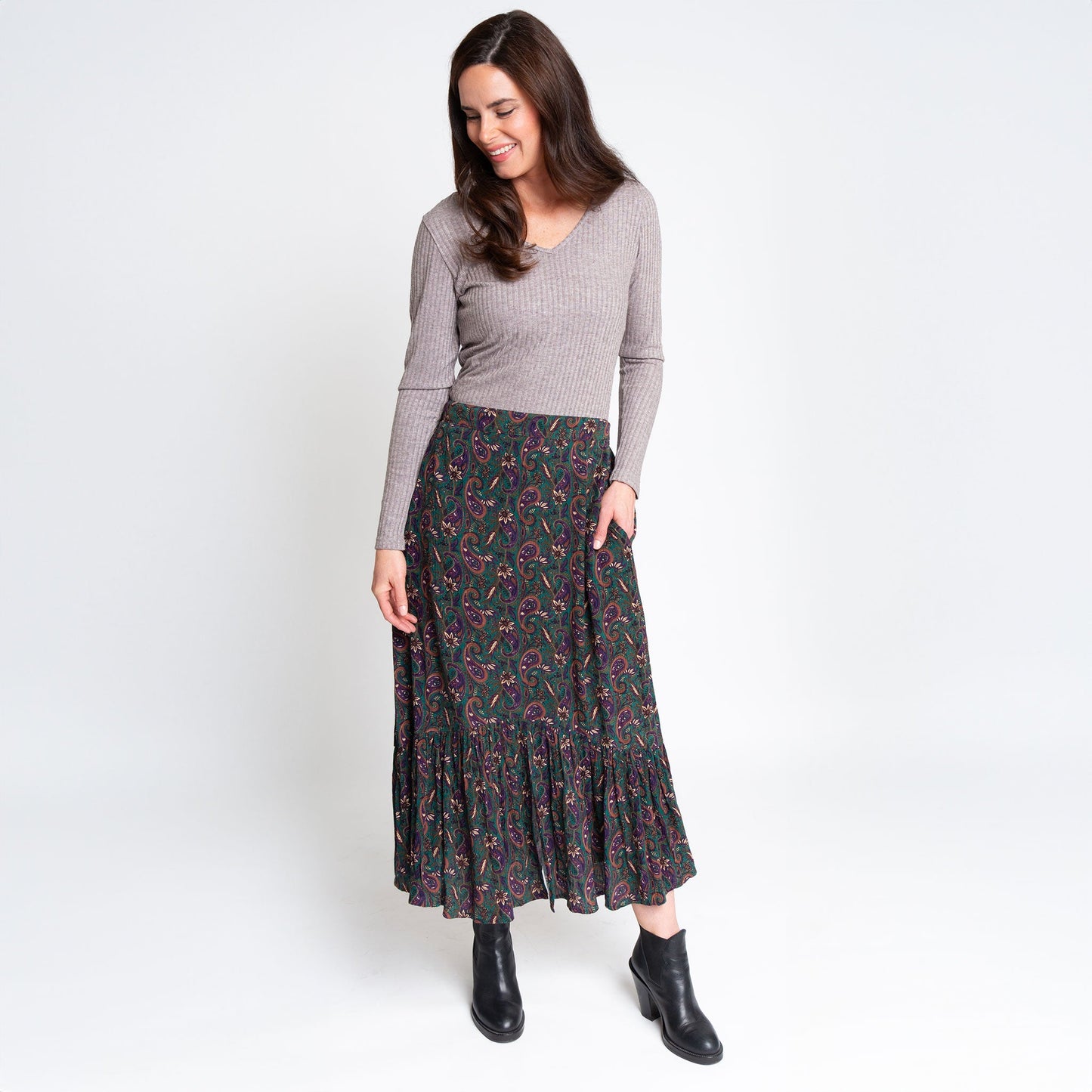 Joie Paisley Tiered Maxi Skirt