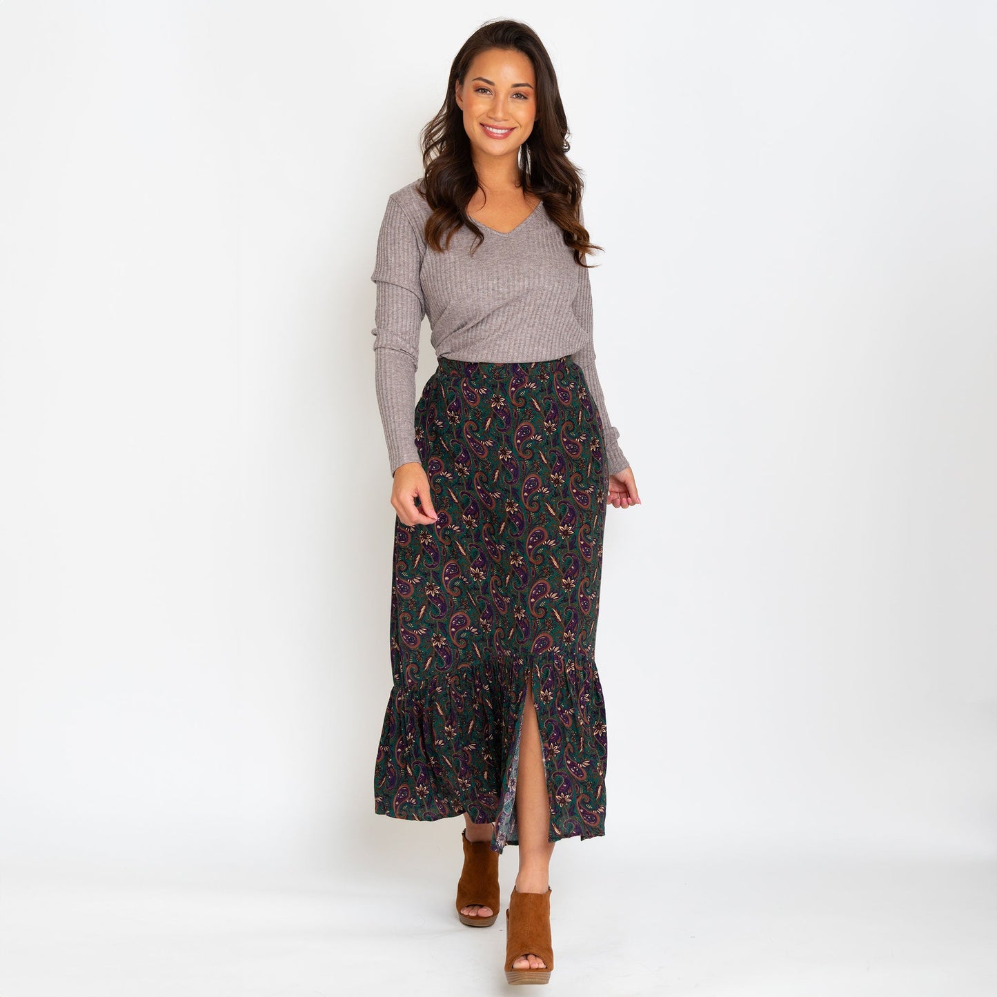 Joie Paisley Tiered Maxi Skirt