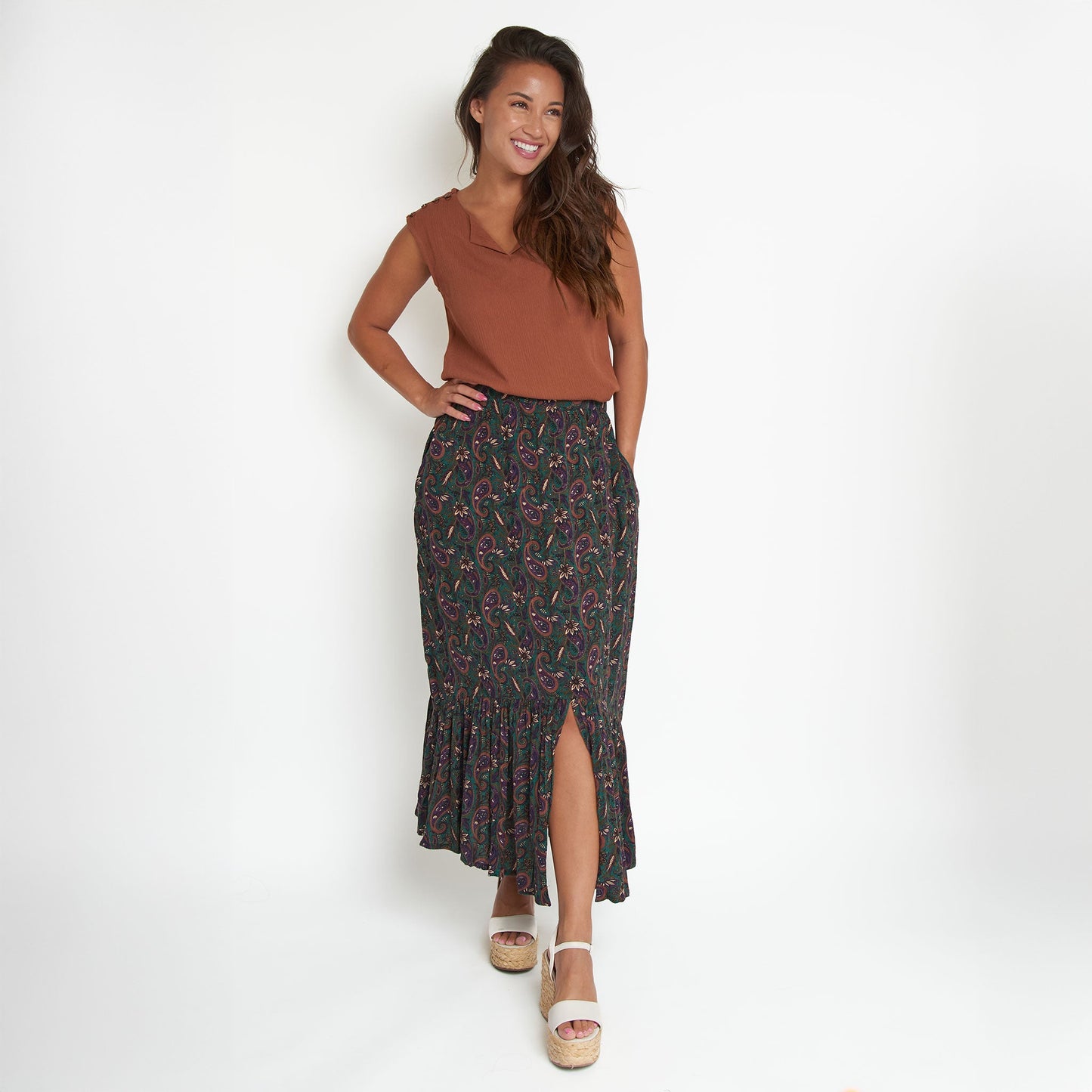Joie Paisley Tiered Maxi Skirt