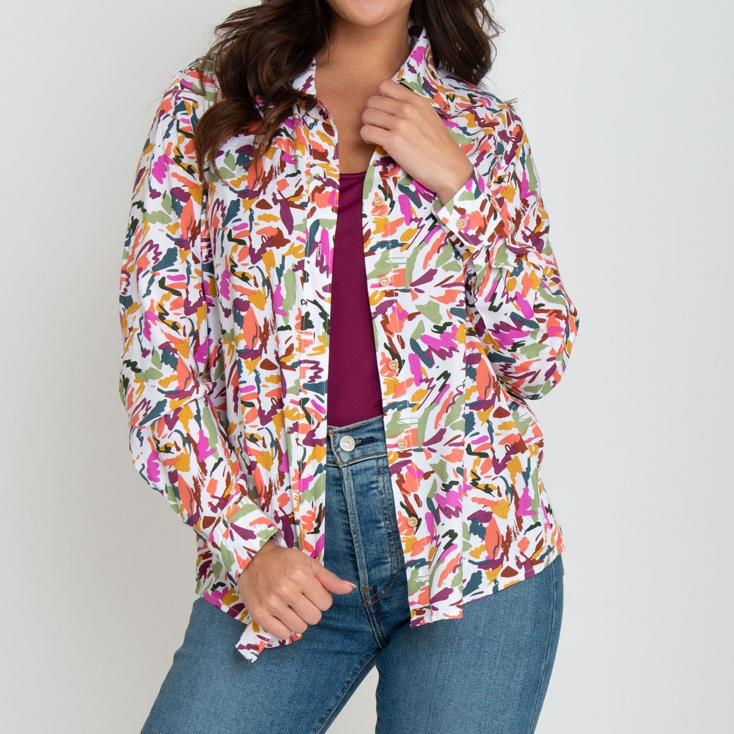 Alexa Long Sleeve Button Up Top