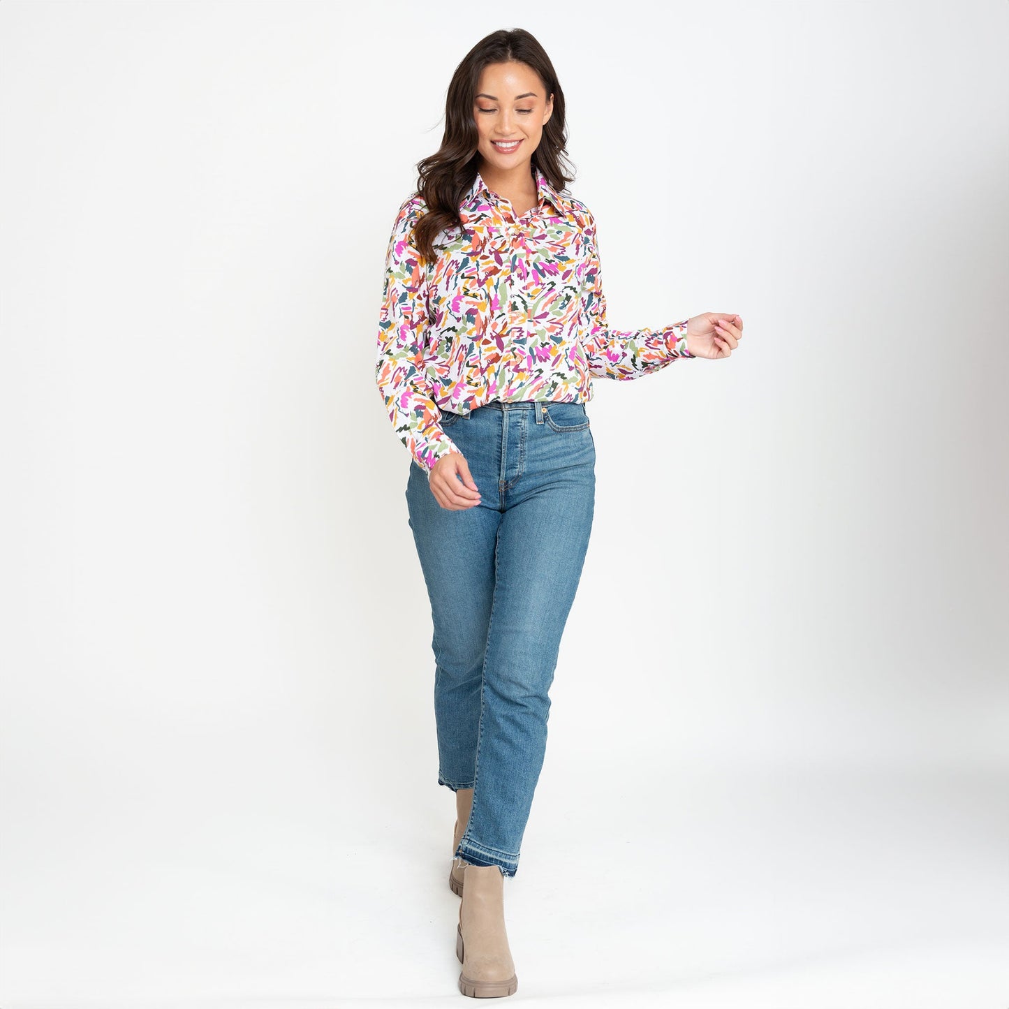 Alexa Long Sleeve Button Up Top