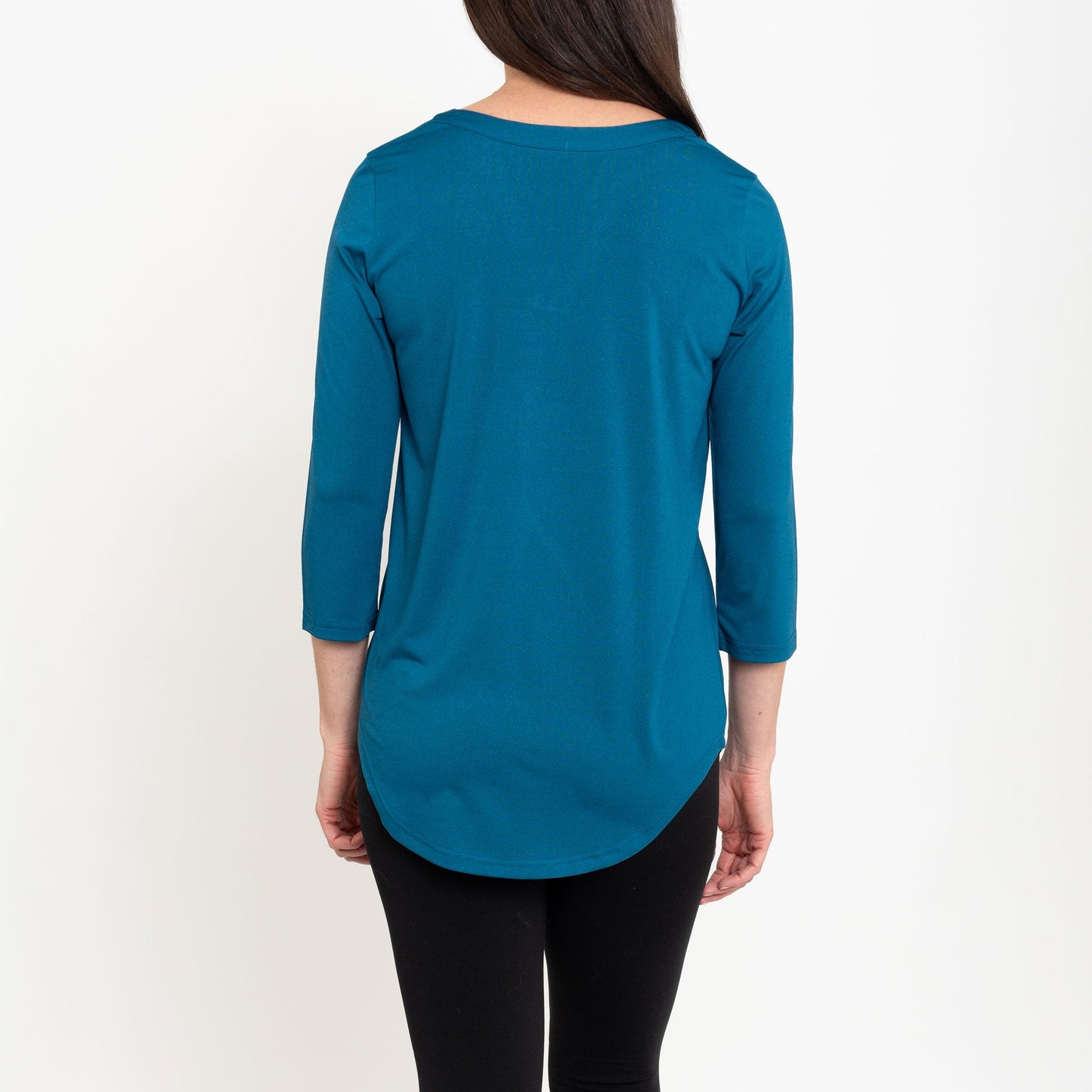 Daisy 3/4 Sleeve V-Neck Jersey Teal Tunic Blouse
