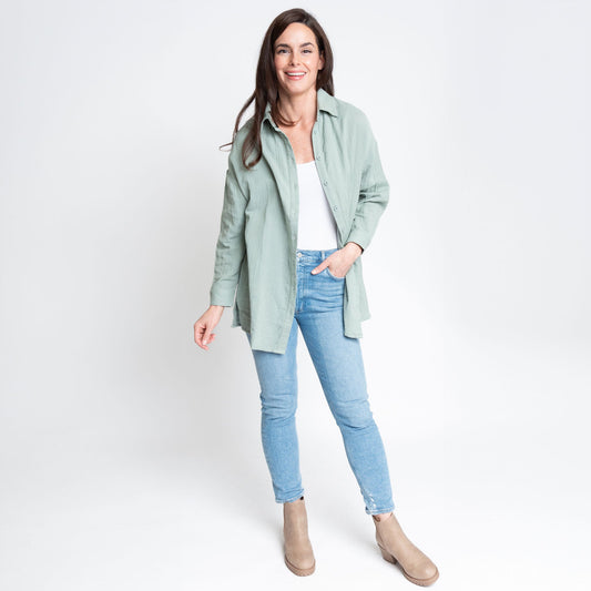 Aaliyah Gauze Long Sleeve Button Up Top