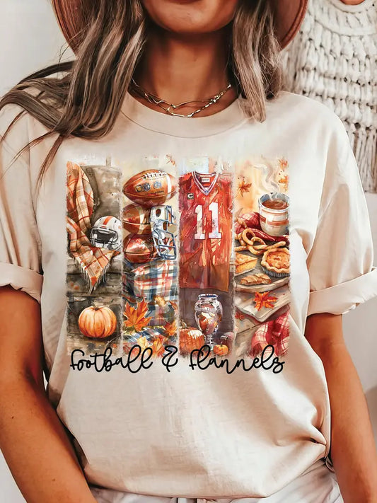 Football and Flannels Fall Graphic T-shirt