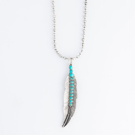 Torry Genuine Turquoise Feather 18" Pendant Necklace