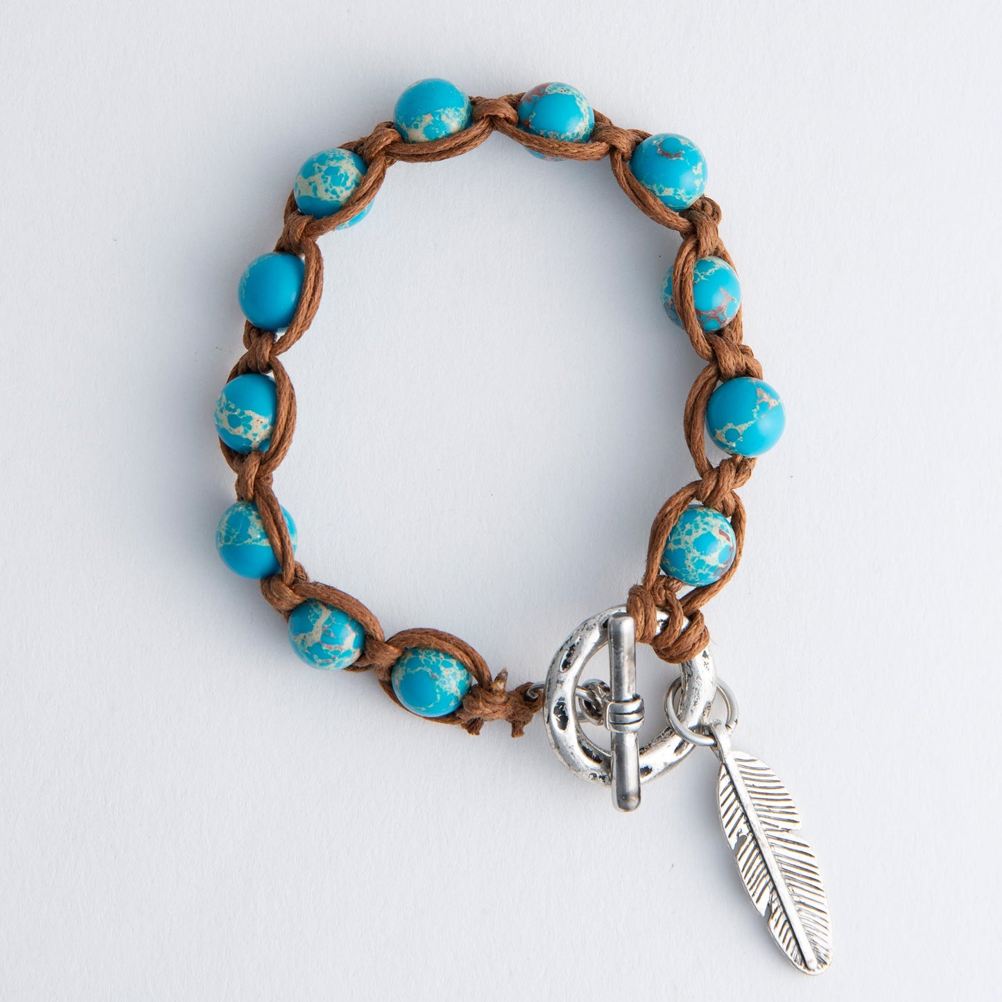 Rani Emperor Pine Feather Woven Toggle Bracelet