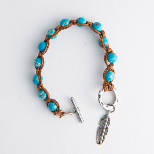 Rani Emperor Pine Feather Woven Toggle Bracelet