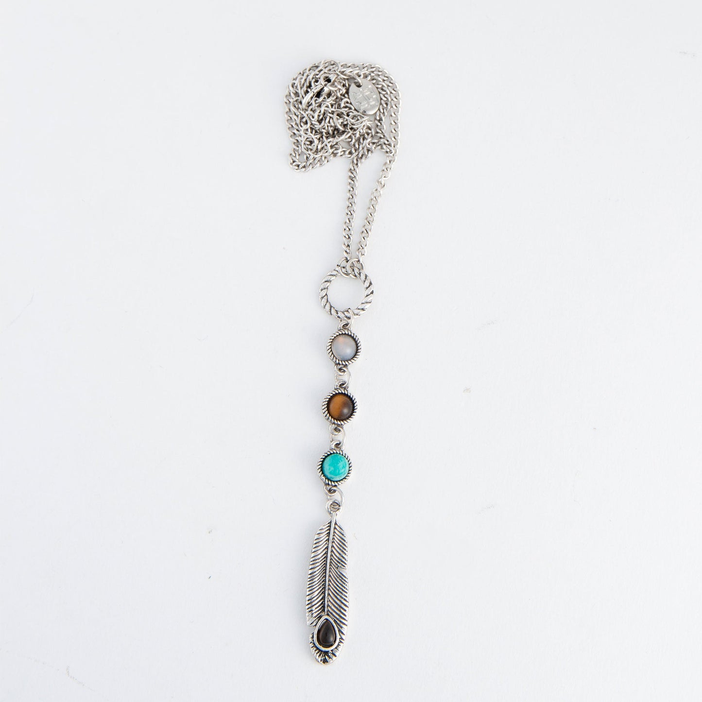 Stevie Beaded Feather Charm 18" Pendant Necklace