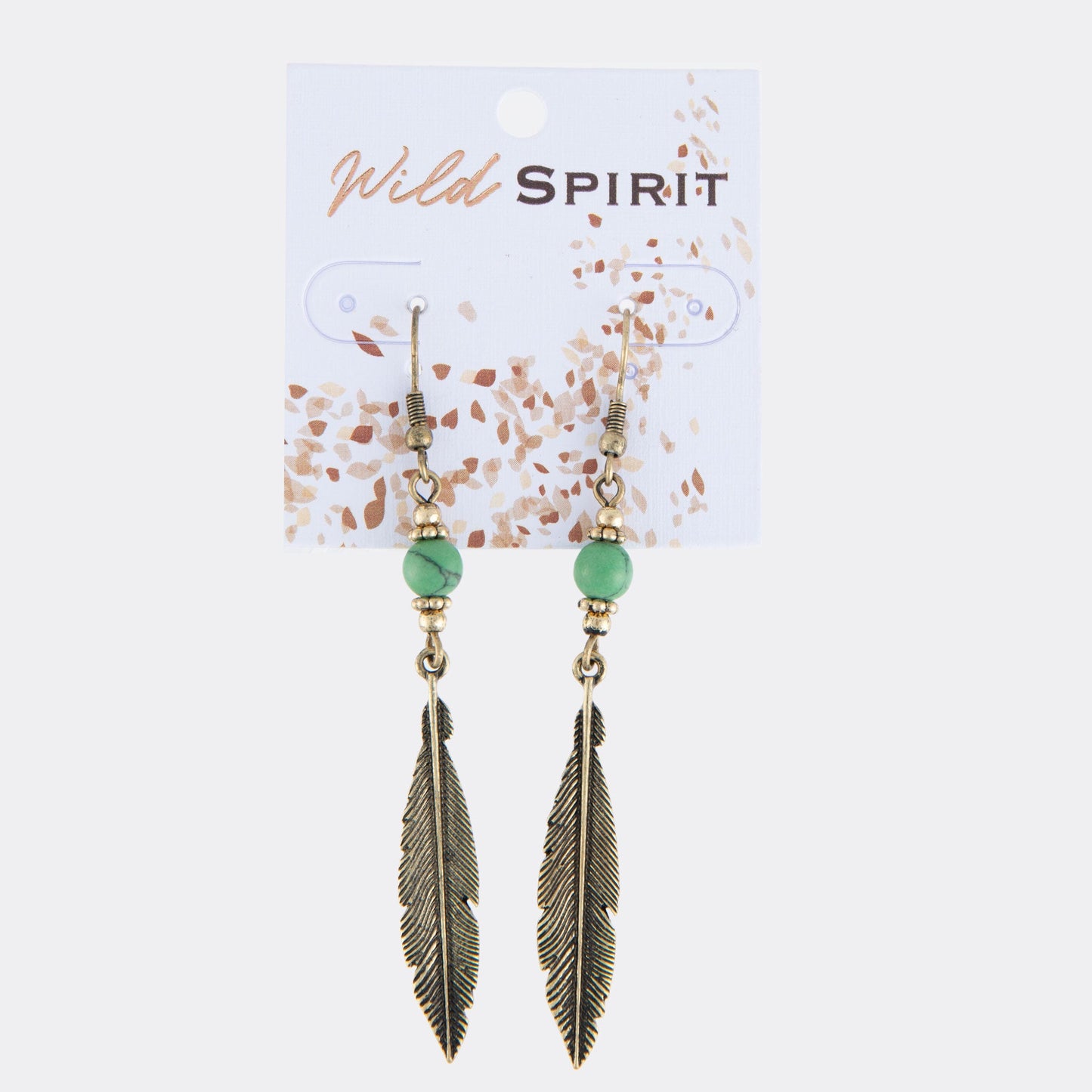 Wild Spirit Gold Feather Beaded Earrings