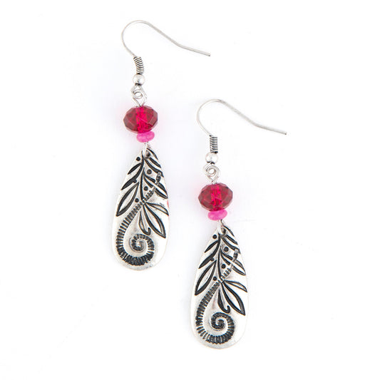 Wild Spirit Two Tone Beaded Silver Tear Drop Earrings