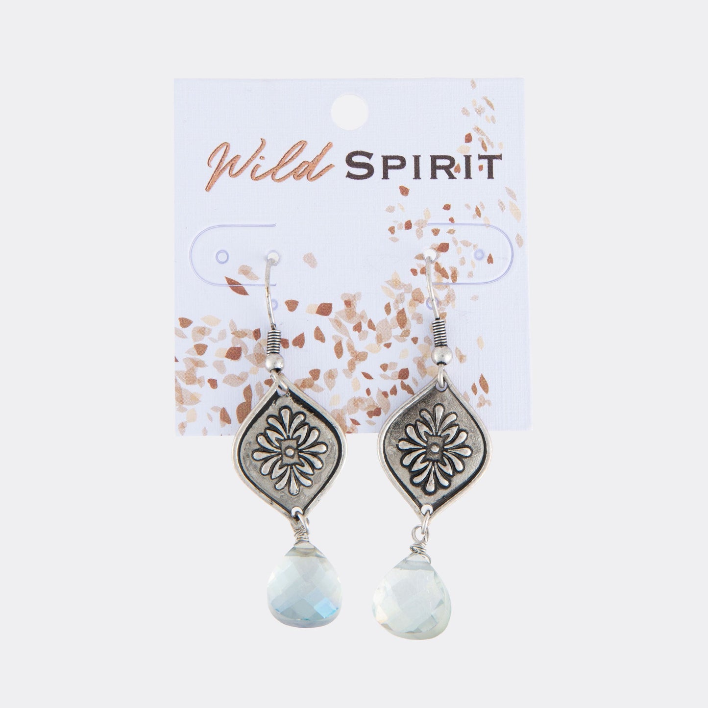 Wild Spirit Faceted Bead Silver Flower Earrings