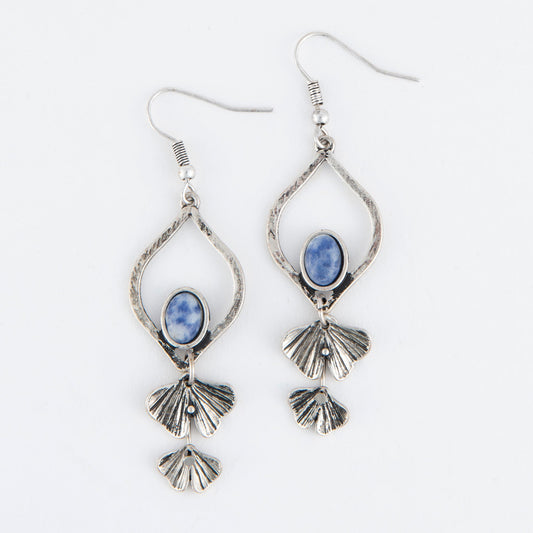 Wild Spirit Silver Rhombus Sodalite Drop Earrings