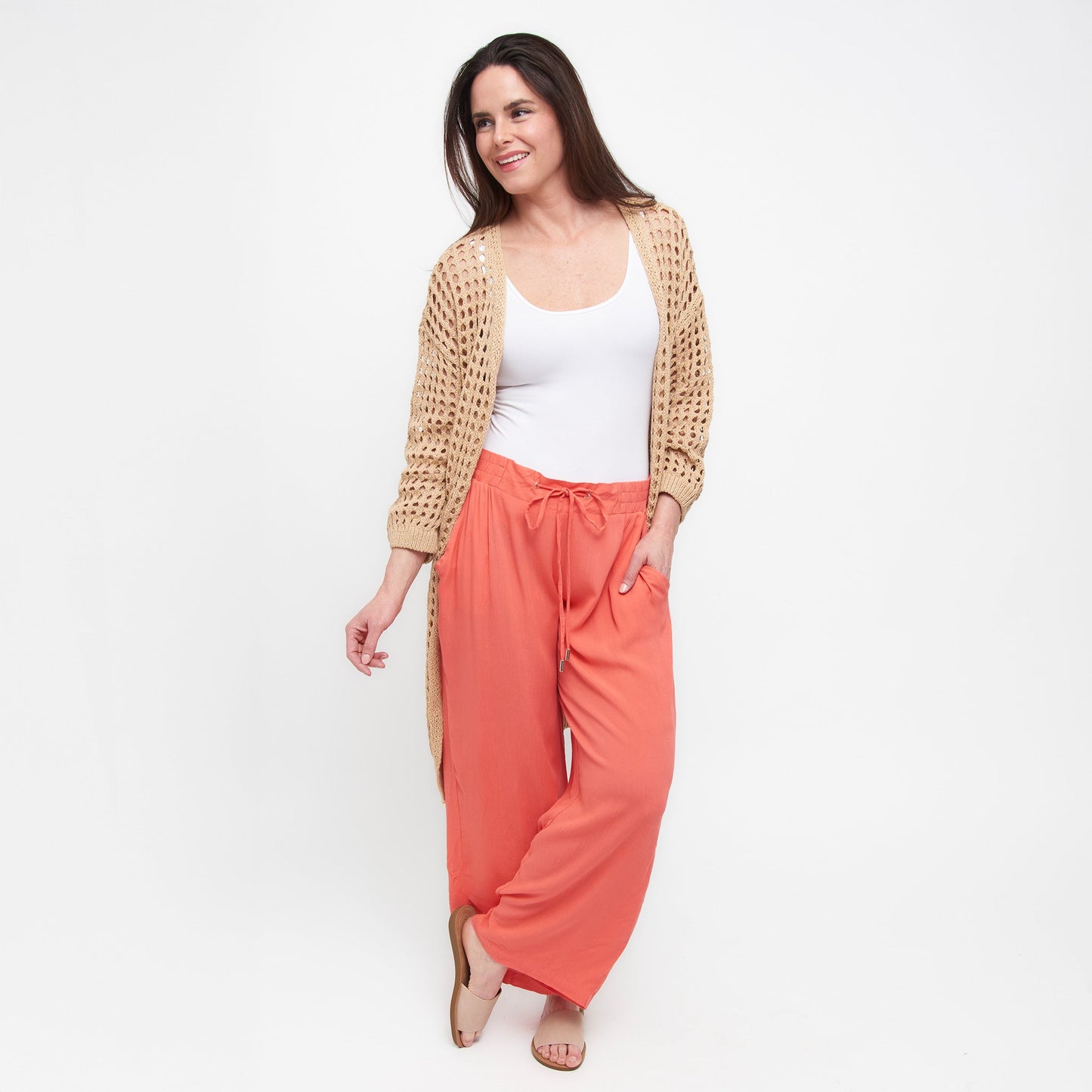 Nika Lightweight Crepe Wide Leg Drawstring Pants