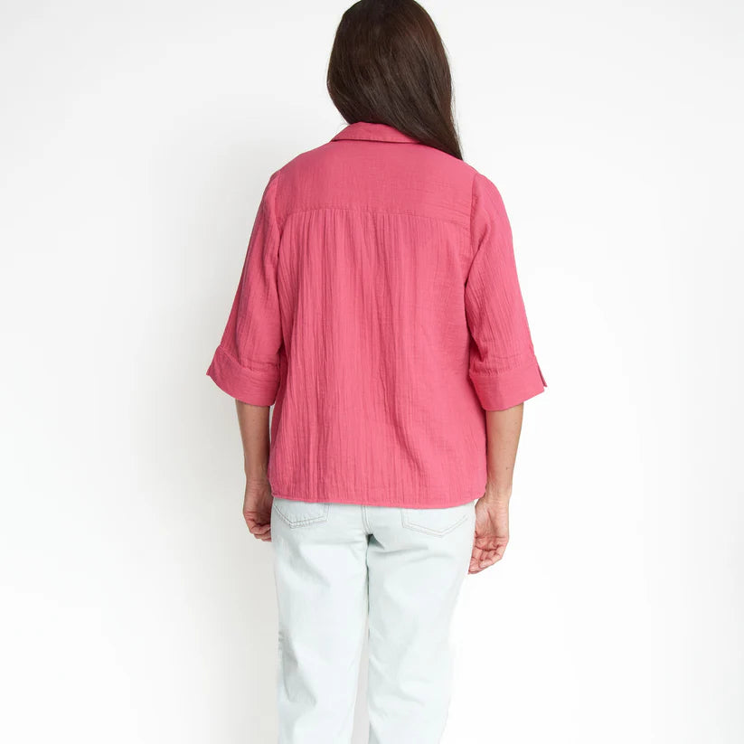Dylan Cotton Gauze Button Up Blouse Top in Assorted Colors Elsie & Zoey