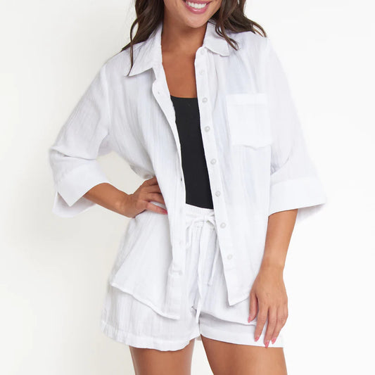 Dylan Cotton Gauze Waistband Tie Shorts in Assorted Colors Elsie & Zoey
