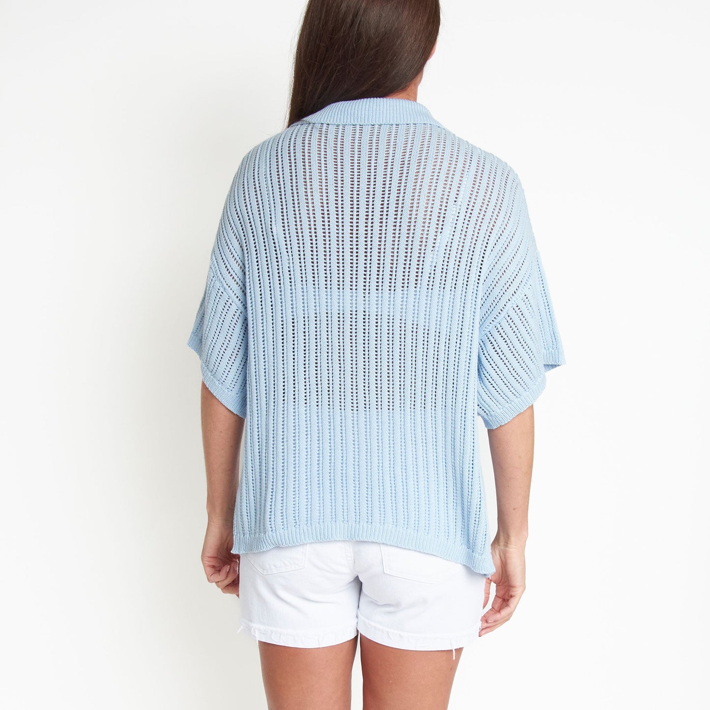 Catalina Knit Half Sleeve Button Up Top
