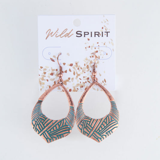 Wild Spirit Western Copper Textured Teardrop Earrings