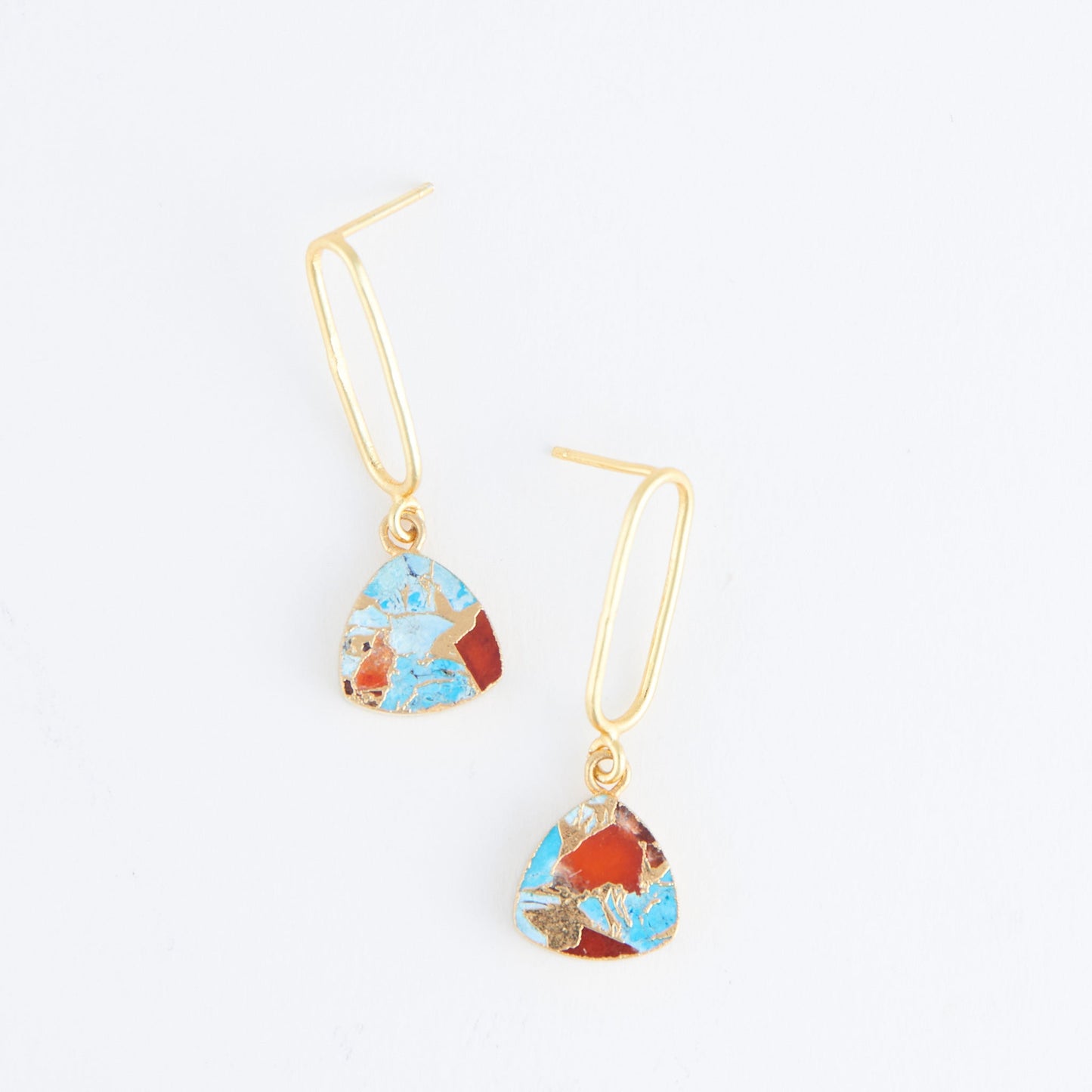 Tahani Textured Genuine Stone 18K Gold Drop Earrings