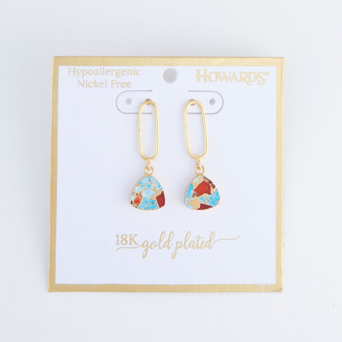 Tahani Textured Genuine Stone 18K Gold Drop Earrings
