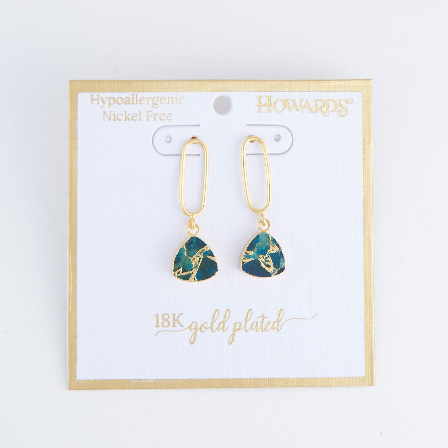 Tahani Textured Genuine Stone 18K Gold Drop Earrings